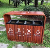 轉木紋四分類不銹鋼垃圾箱定制城市新名片