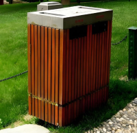 自然與工業(yè)的協(xié)奏曲園林景觀兩連體鋼木垃圾箱設(shè)計(jì)解碼