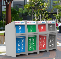 定制環保小區專用密閉式四分類金屬垃圾箱