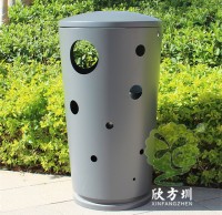 戶外鏤空圓柱形不銹鋼垃圾桶