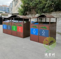 深圳景區轉木紋不銹鋼分類垃圾桶