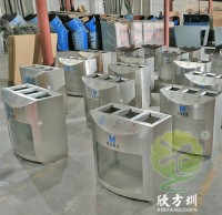 武漢地鐵站室內透明三分類不銹鋼垃圾桶
