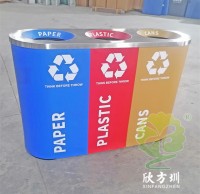 室內商用直投口三分類不銹鋼垃圾桶